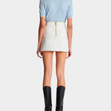 BALMAIN 金釦帆布迷你裙