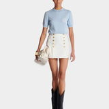 BALMAIN 金釦帆布迷你裙