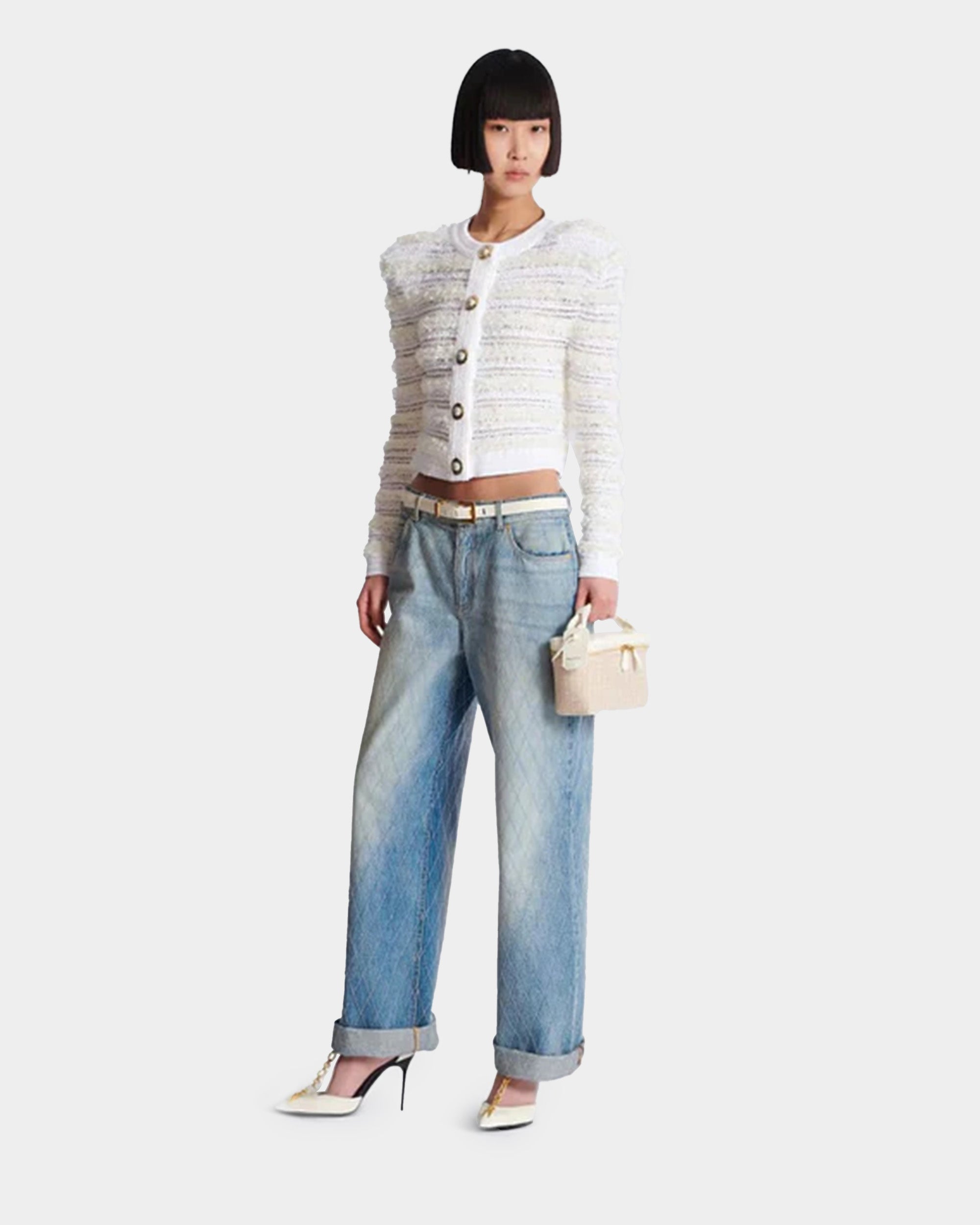 QUILTED STRAIGHT JEANS