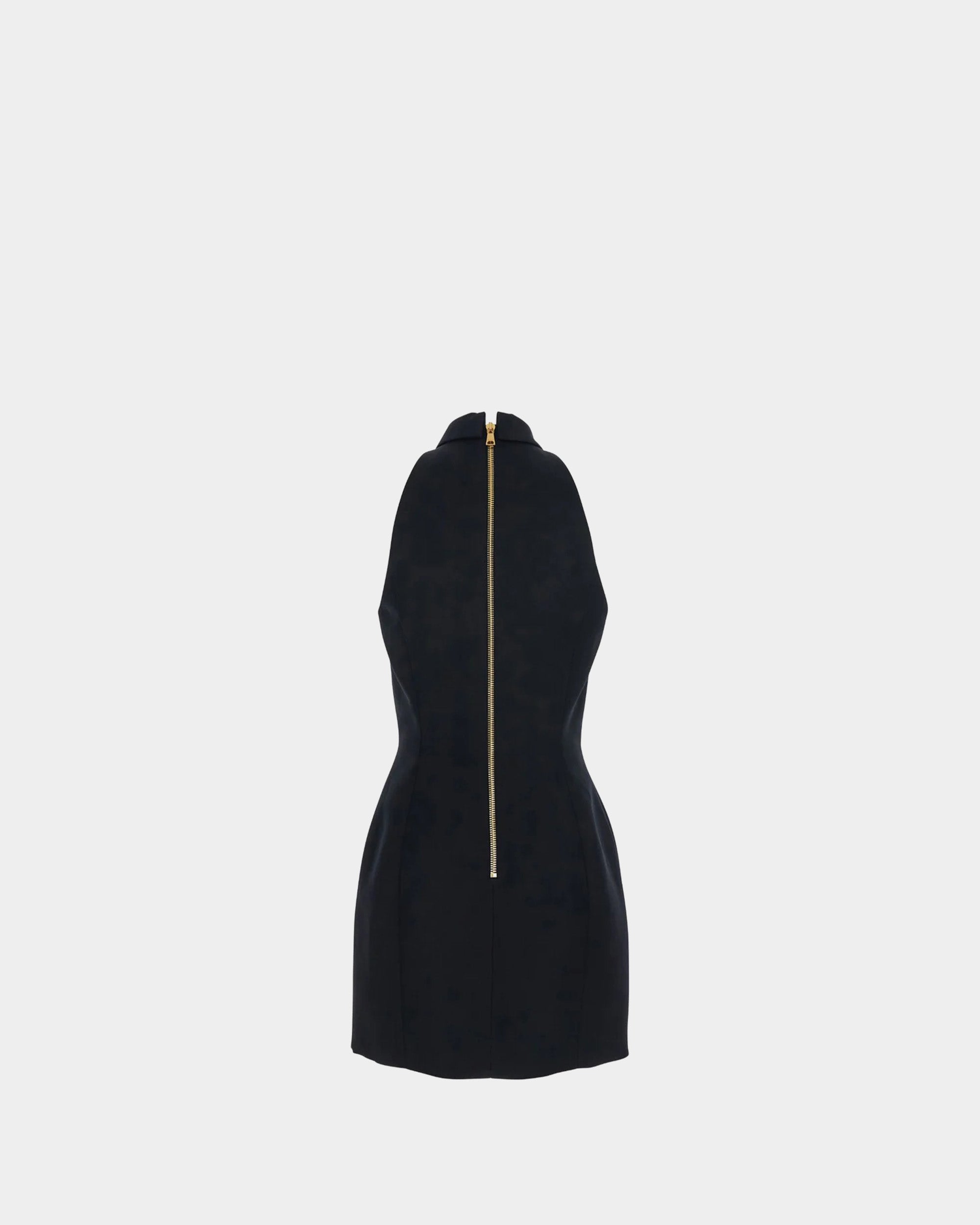 BALMAIN 黑色金釦無袖迷你洋裝