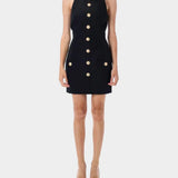 BALMAIN 黑色金釦無袖迷你洋裝