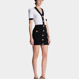 BALMAIN 黑白拼接羅紋針織緊身洋裝