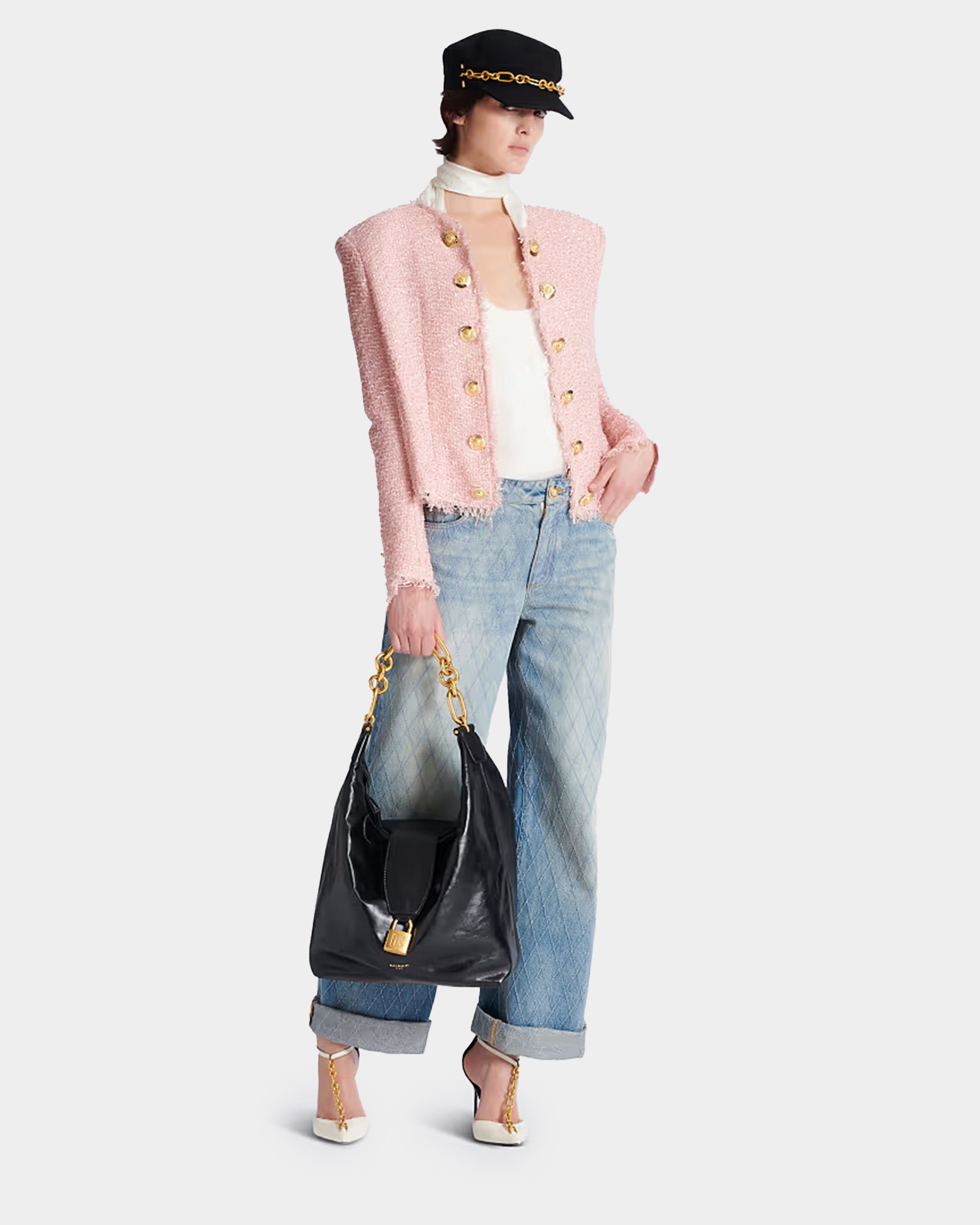 BALMAIN 亮片粗花呢金釦外套
