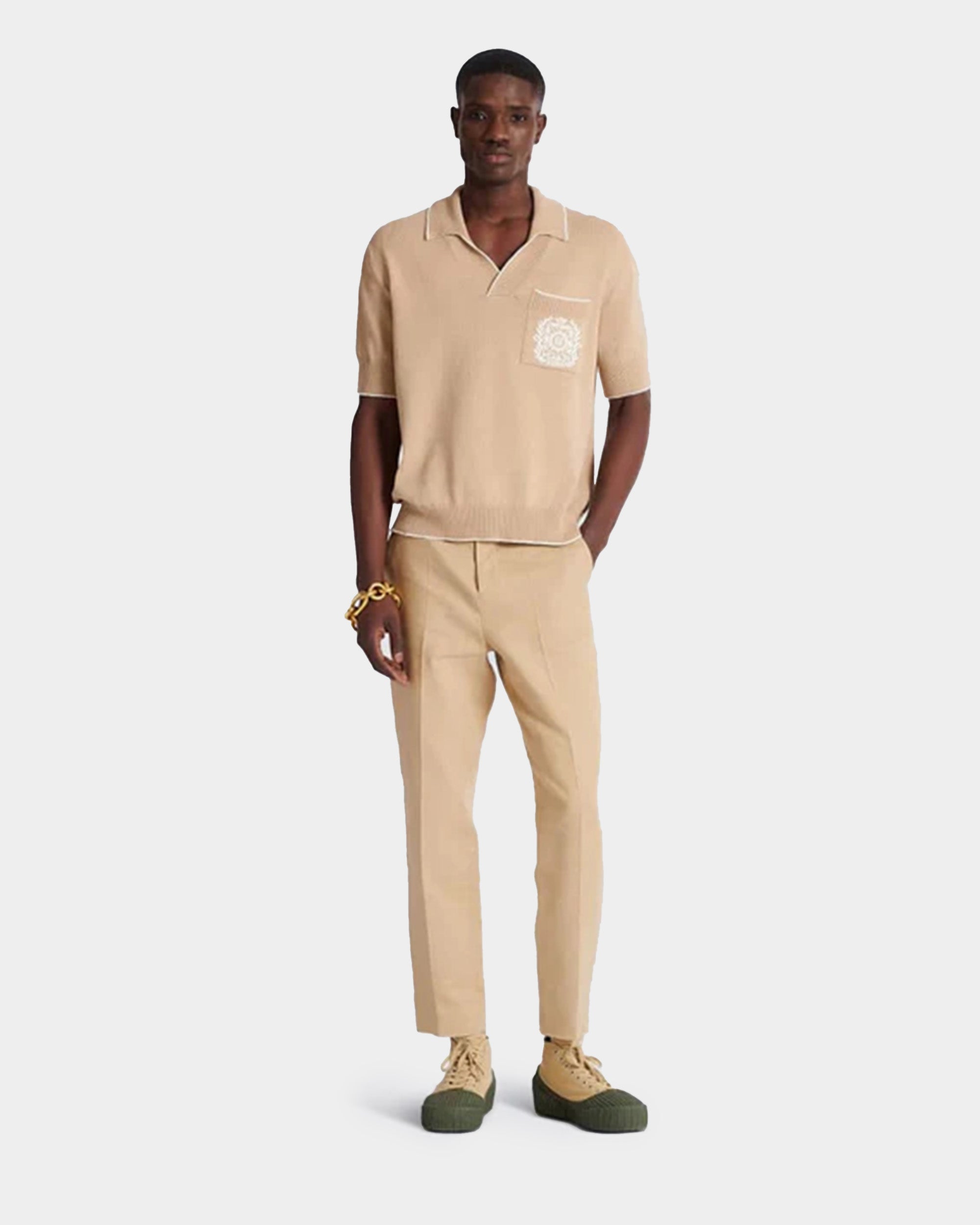 BALMAIN 刺繡針織 POLO