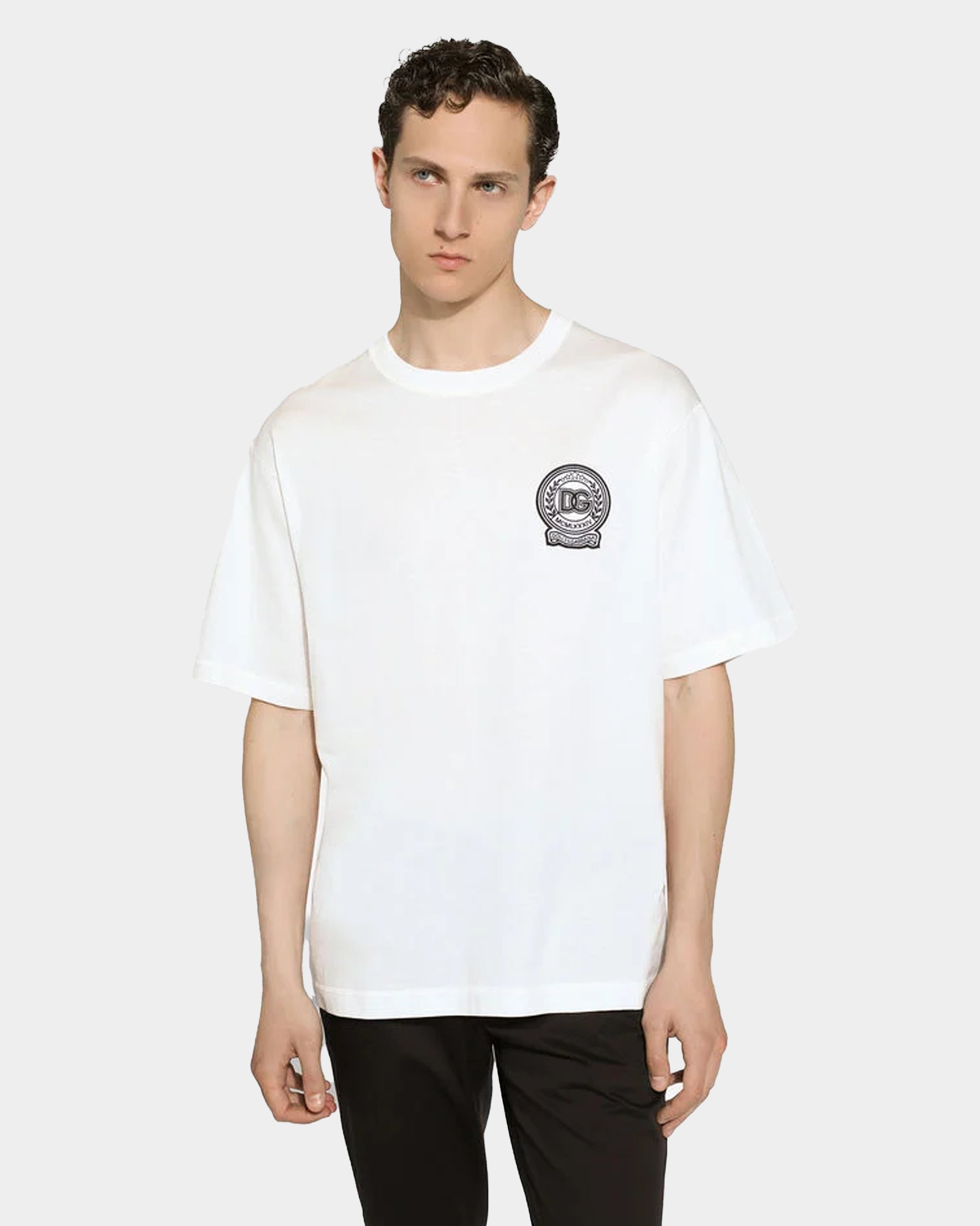 DOLCE&GABBANA  刺繡 LOGO 圖章 男款 T-shirt