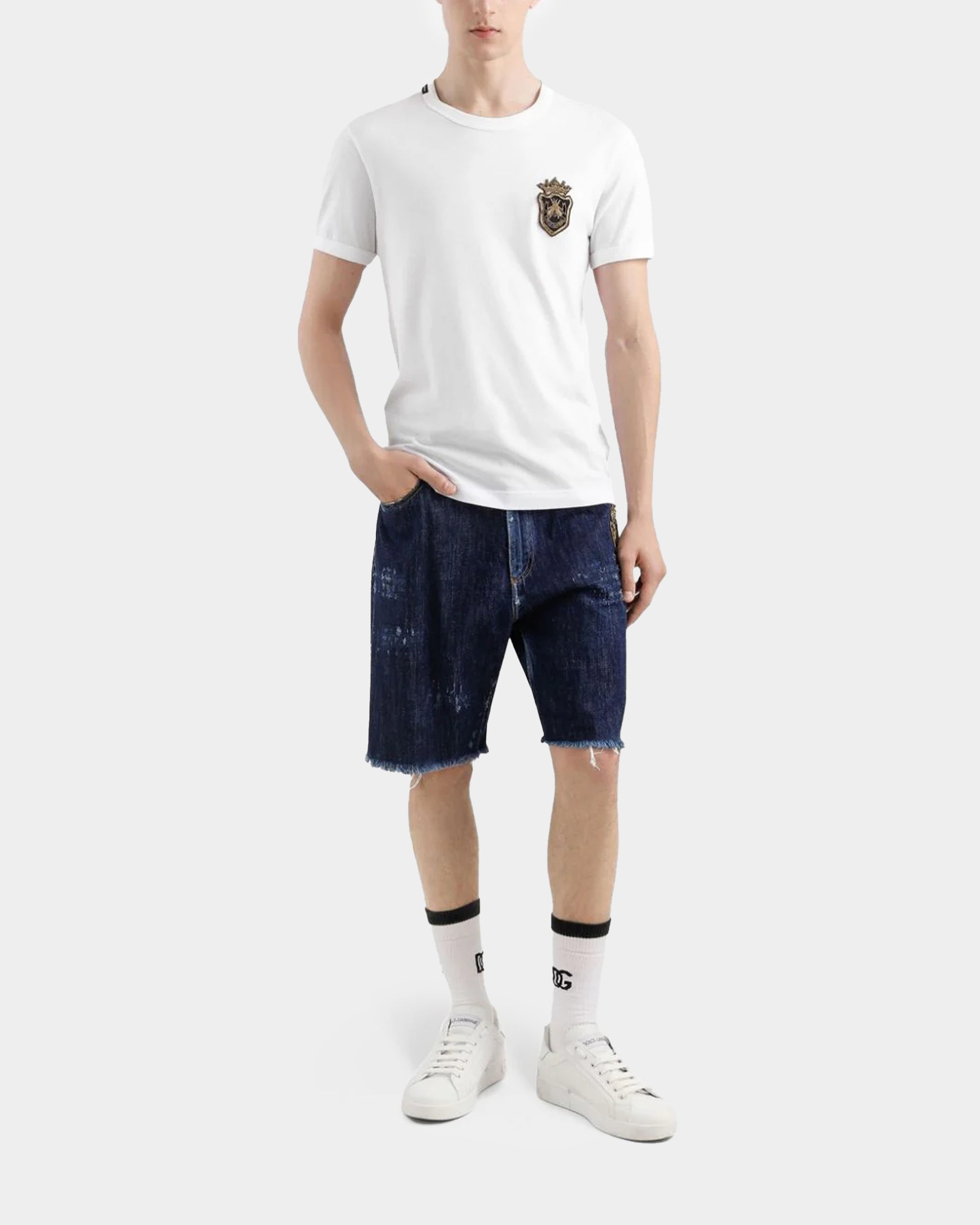 DOLCE&GABBANA  盾型徽章刺繡貼布 T-shirt