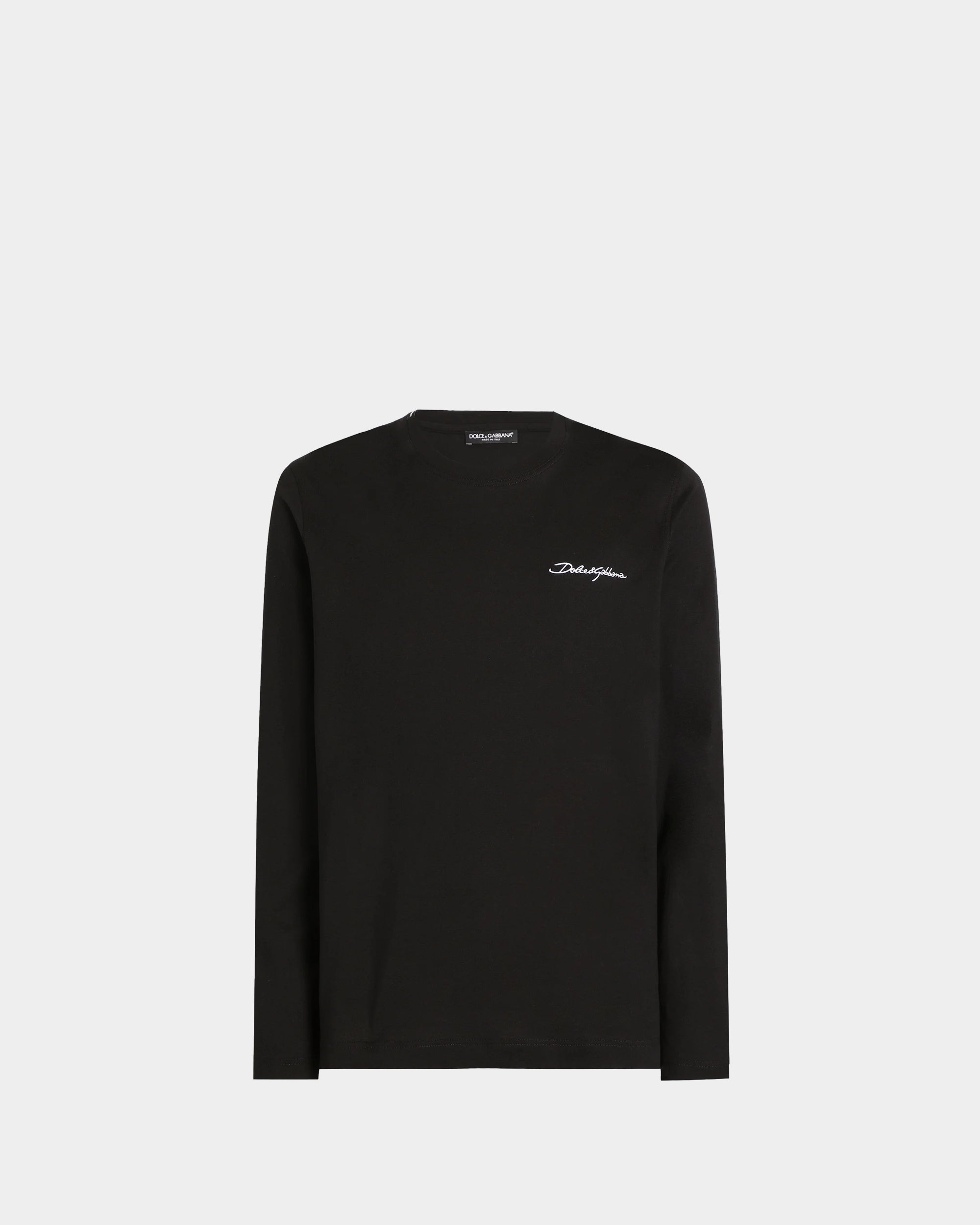 DOLCE&GABBANA 刺繡標誌長袖 T-shirt