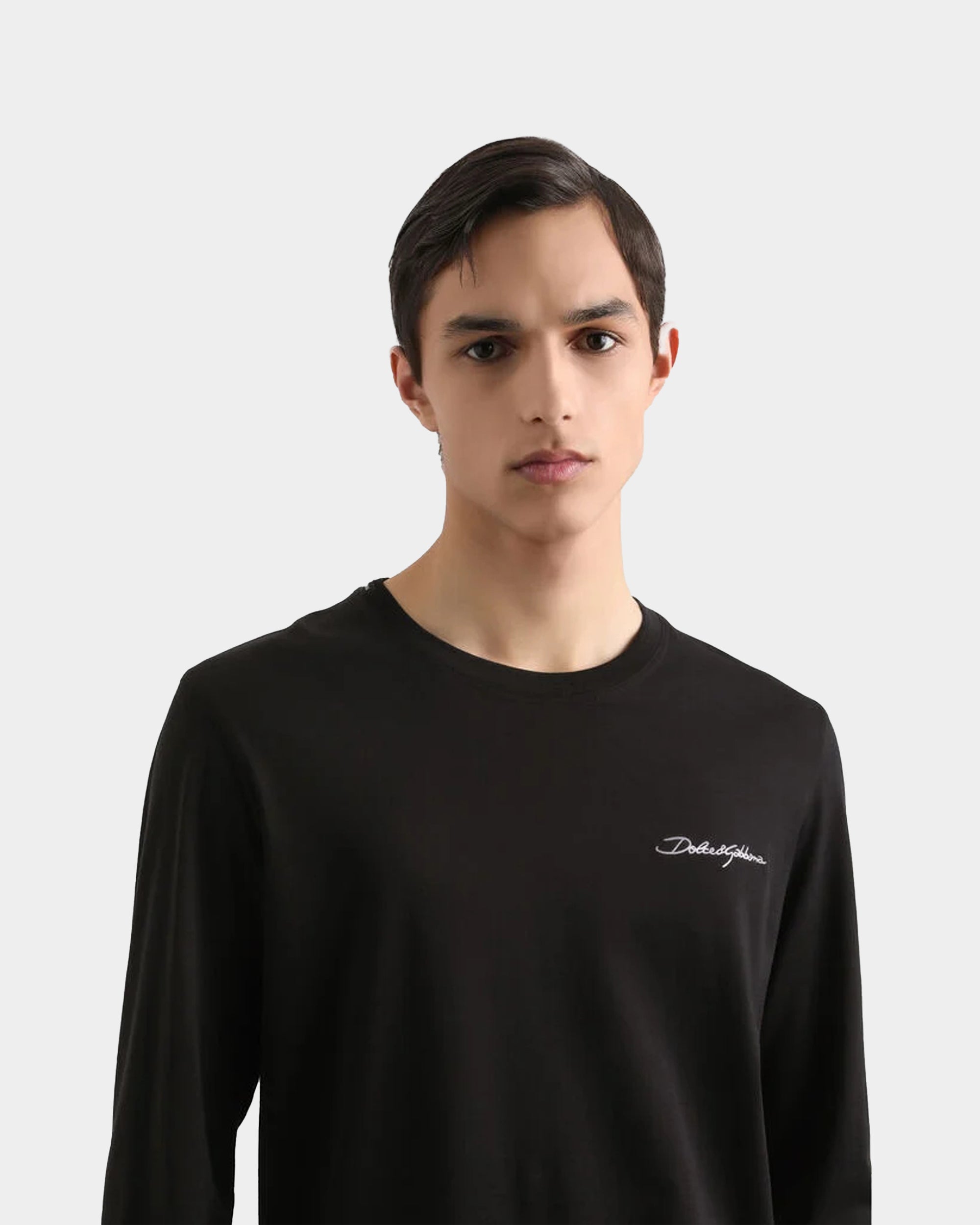 DOLCE&GABBANA 刺繡標誌長袖 T-shirt