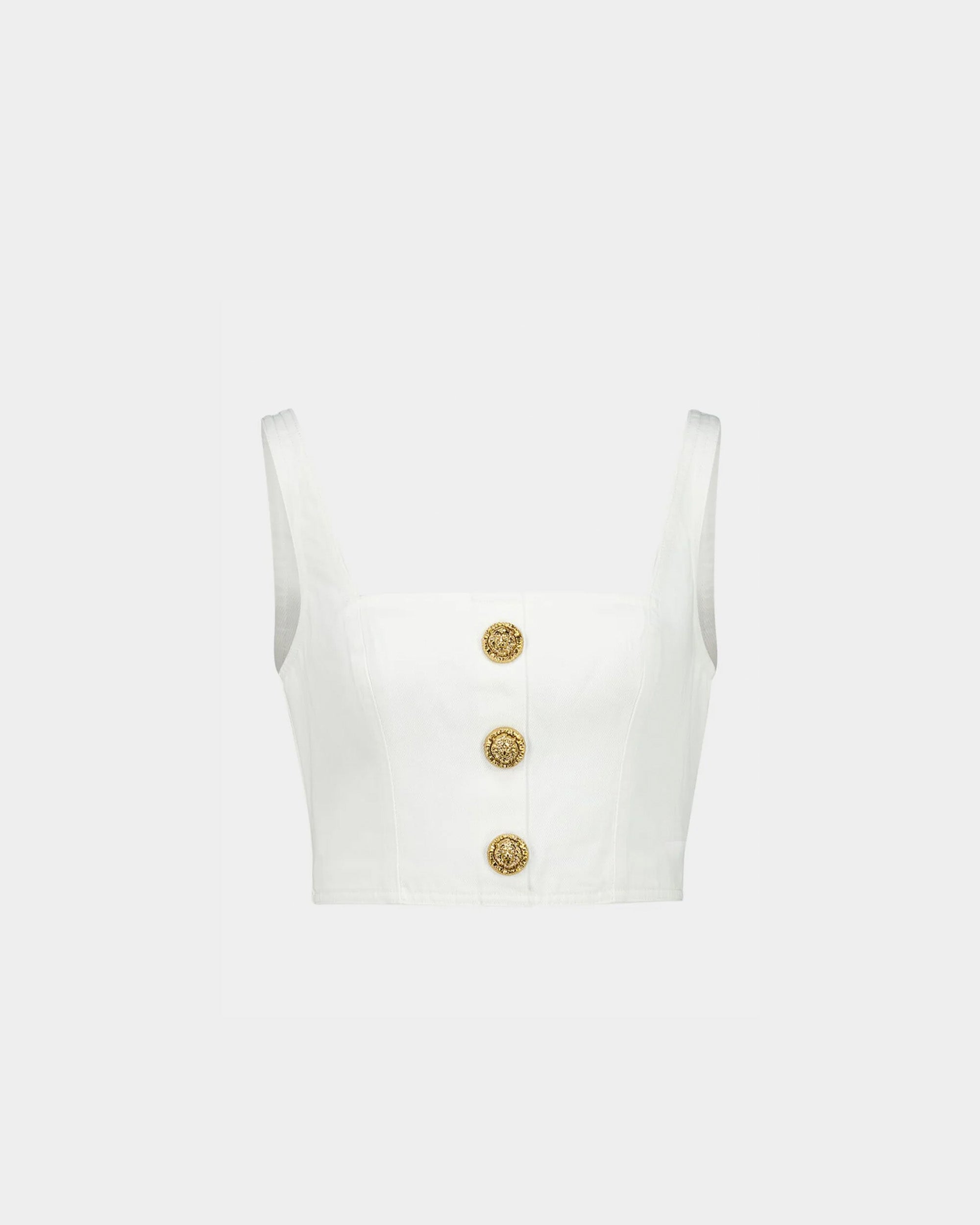 BALMAIN 丹寧鈕扣式胸衣