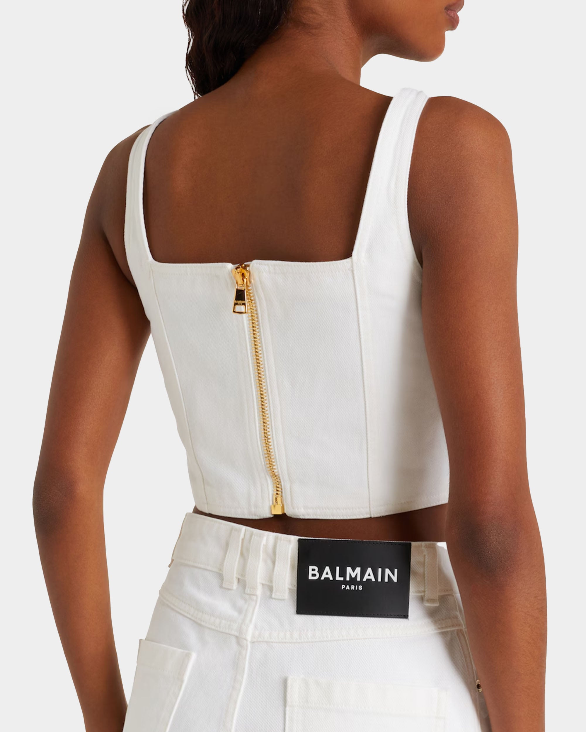 BALMAIN 丹寧鈕扣式胸衣