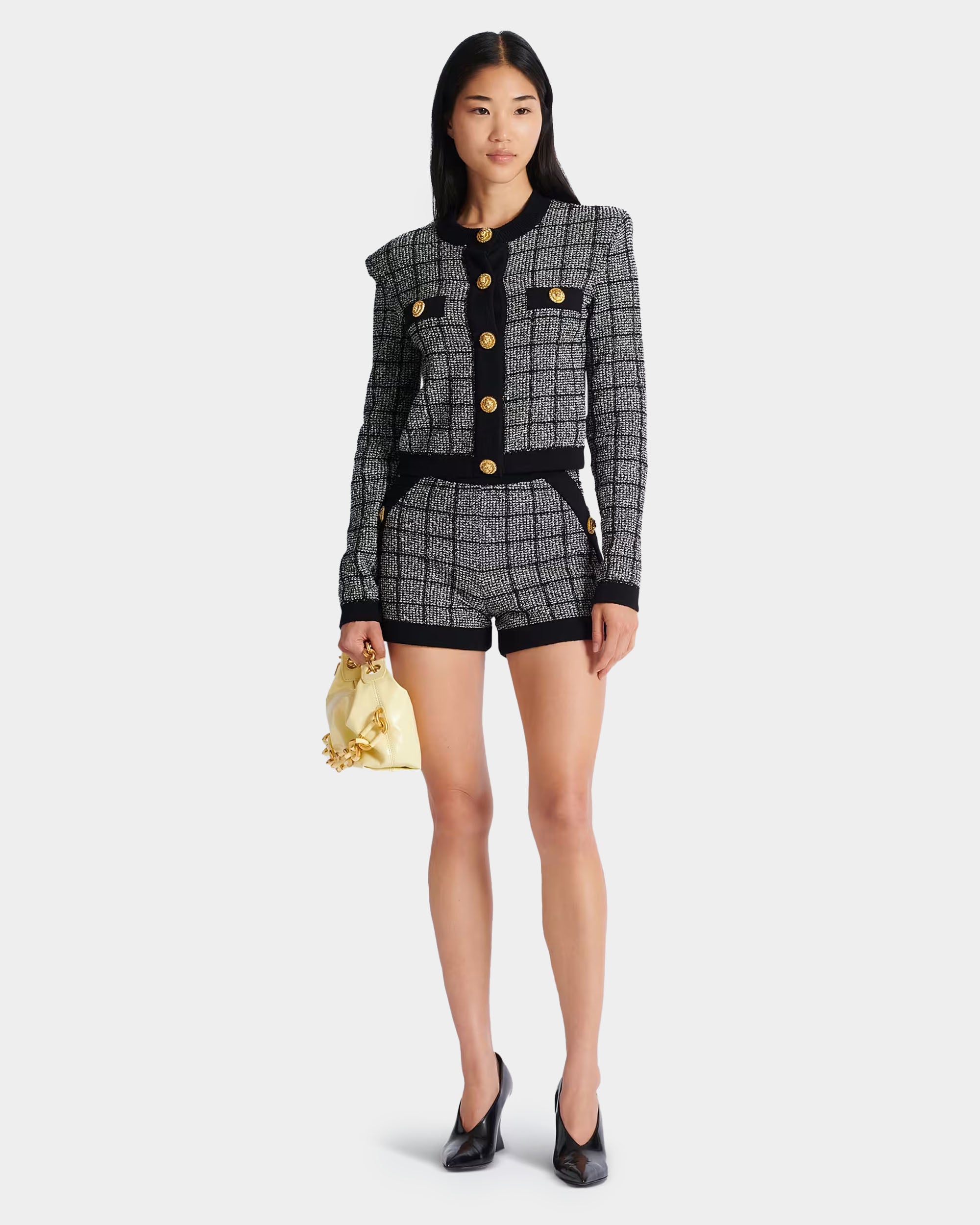 BALMAIN 圓領輕量花呢針織開襟衫