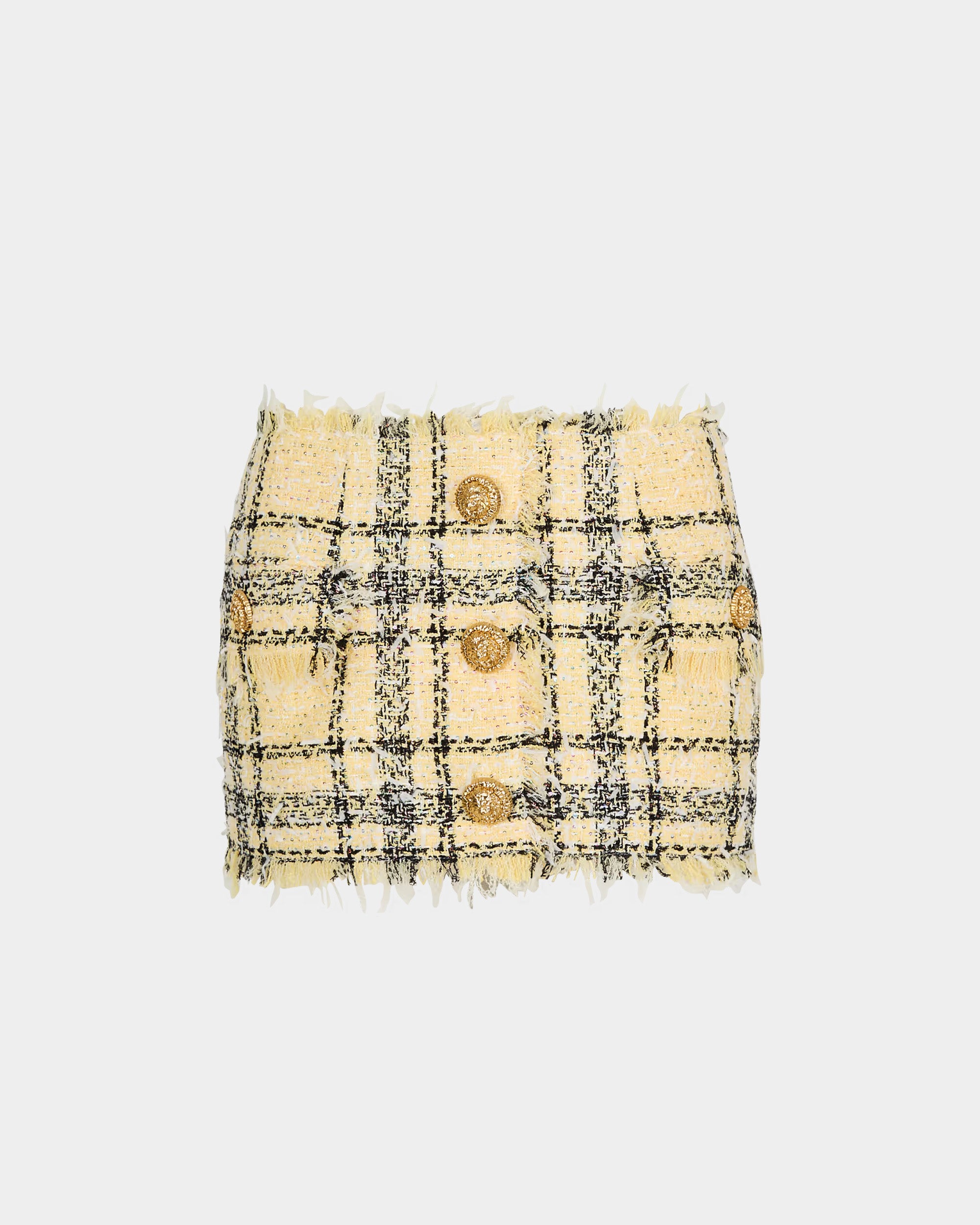 BALMAIN 亮蔥花呢鈕扣迷你裙