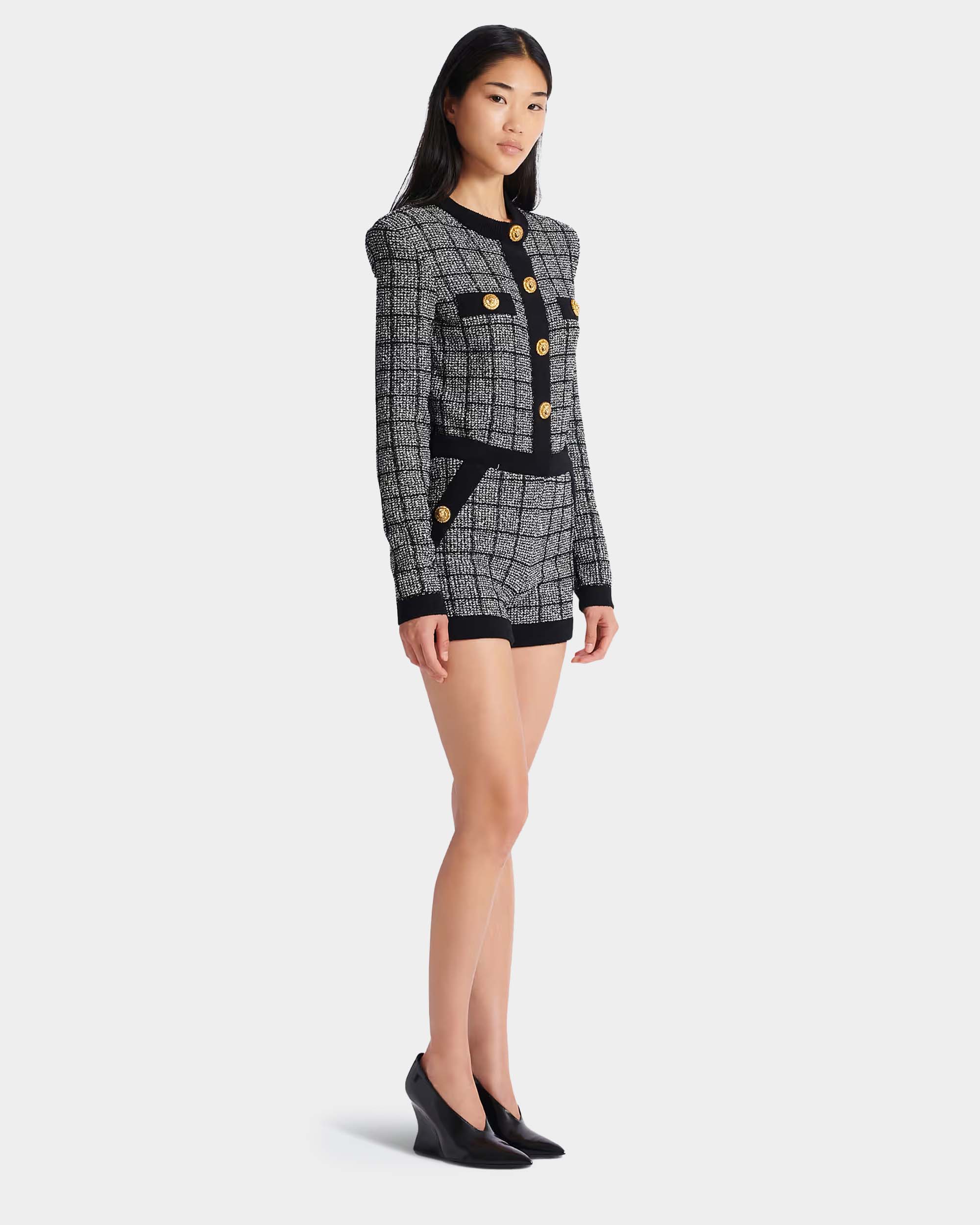 BALMAIN 鈕扣款輕量花呢針織短褲