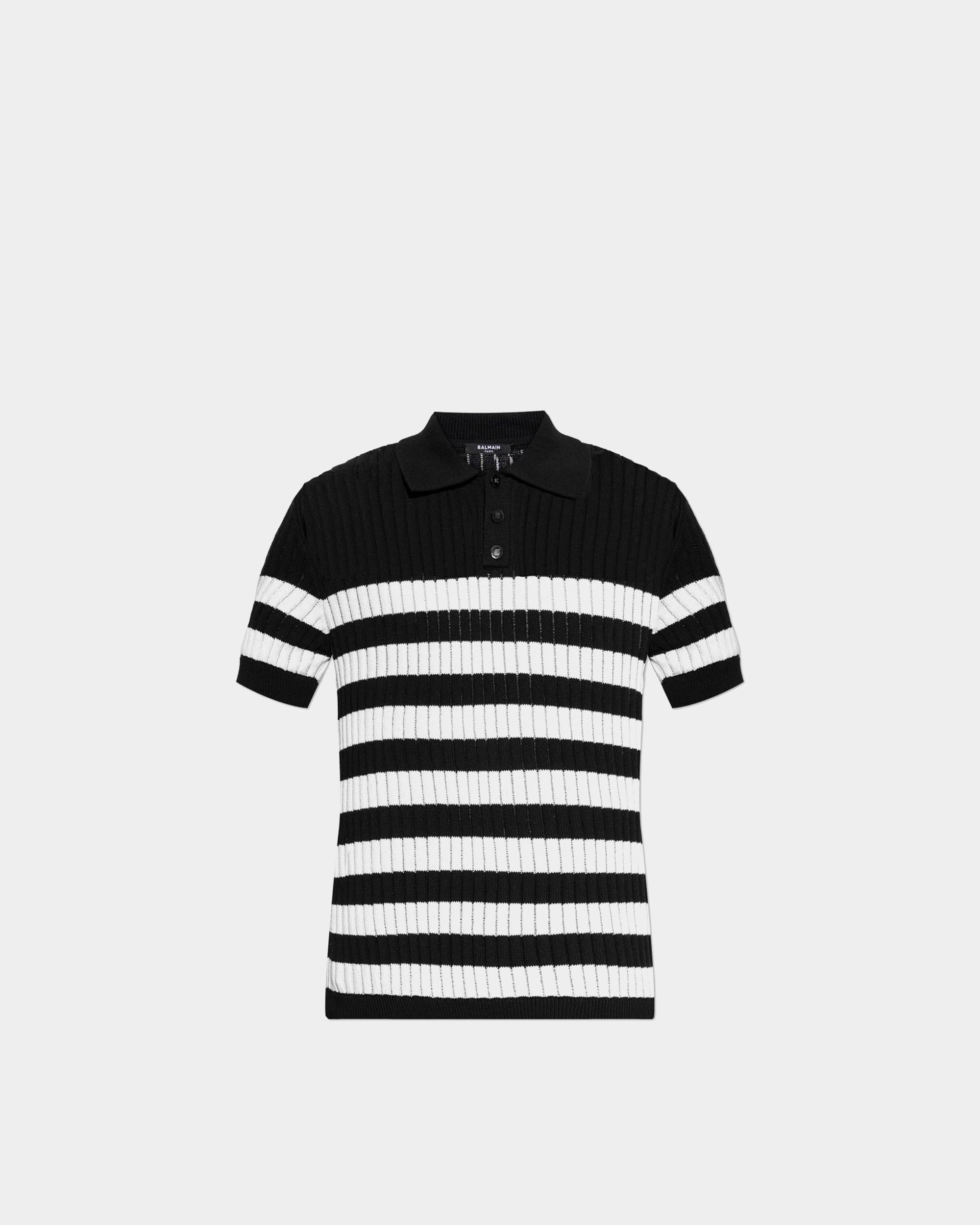 條紋羅紋棉質針織 Polo 衫
