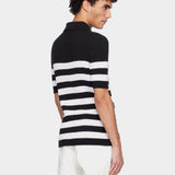 條紋羅紋棉質針織 Polo 衫