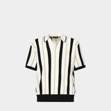 DOLCE&GABBANA  直紋V領Polo衫