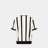 DOLCE&GABBANA  直紋V領Polo衫