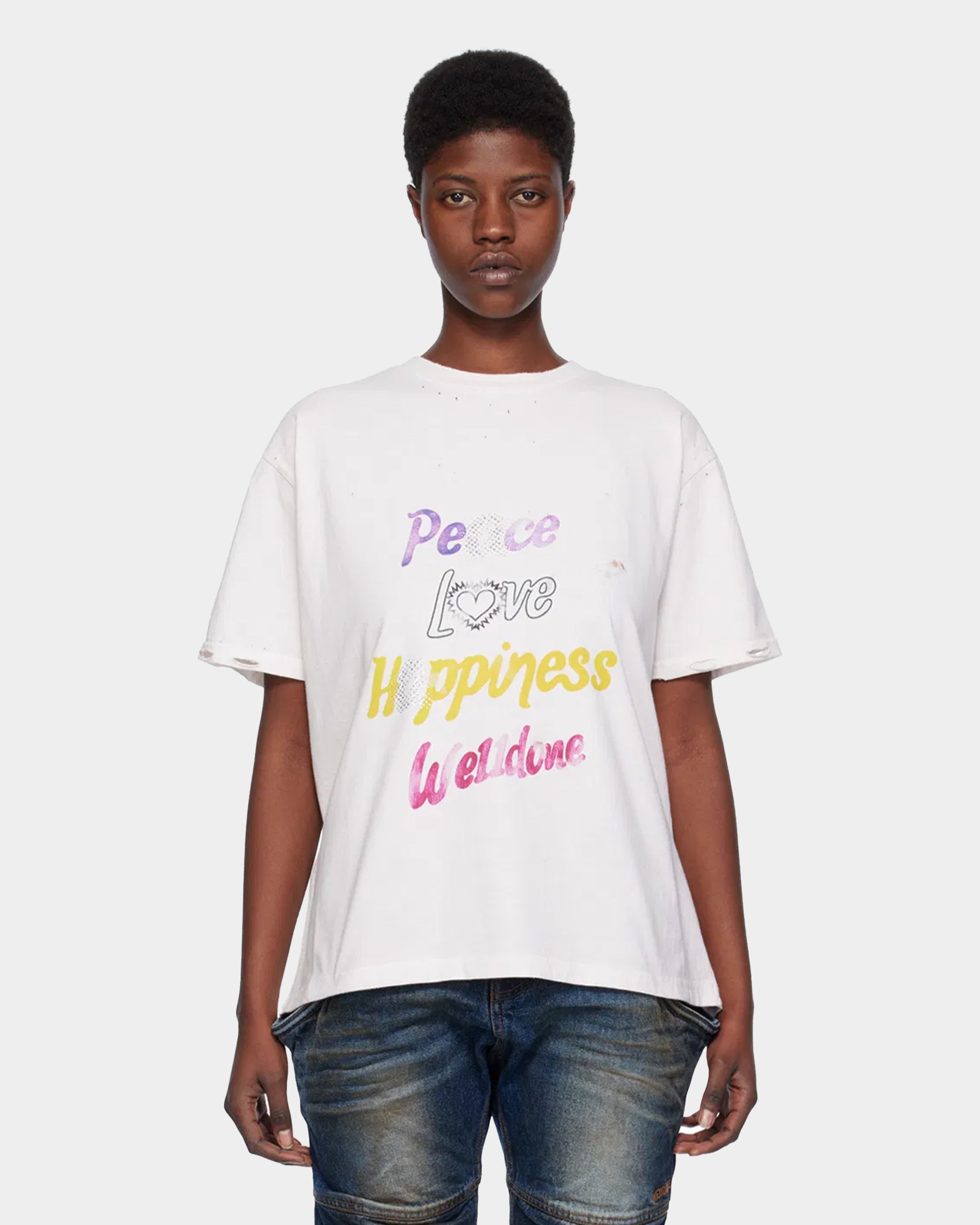 WE11DONE 彩色字母刷舊T-Shirt