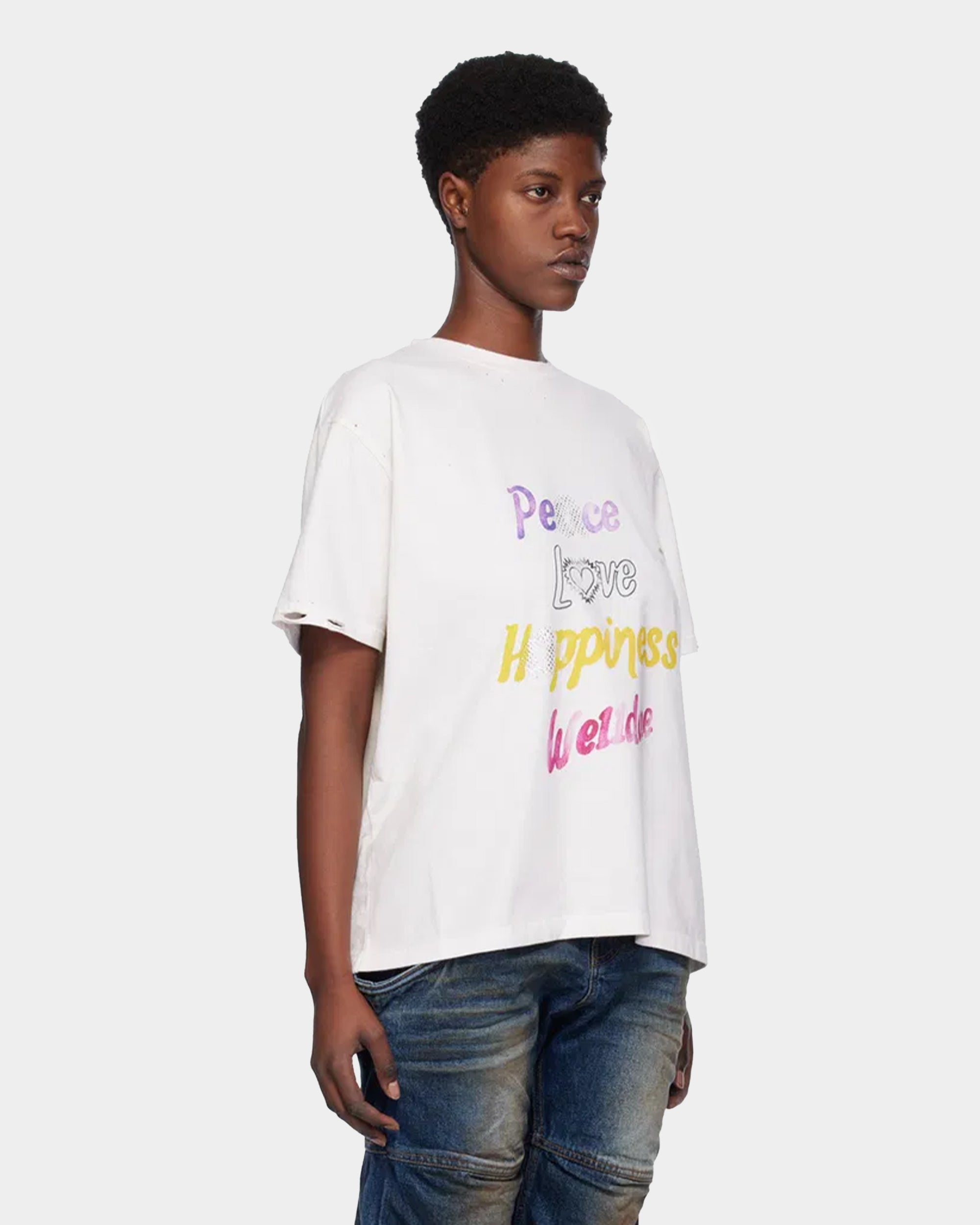 WE11DONE 彩色字母刷舊T-Shirt