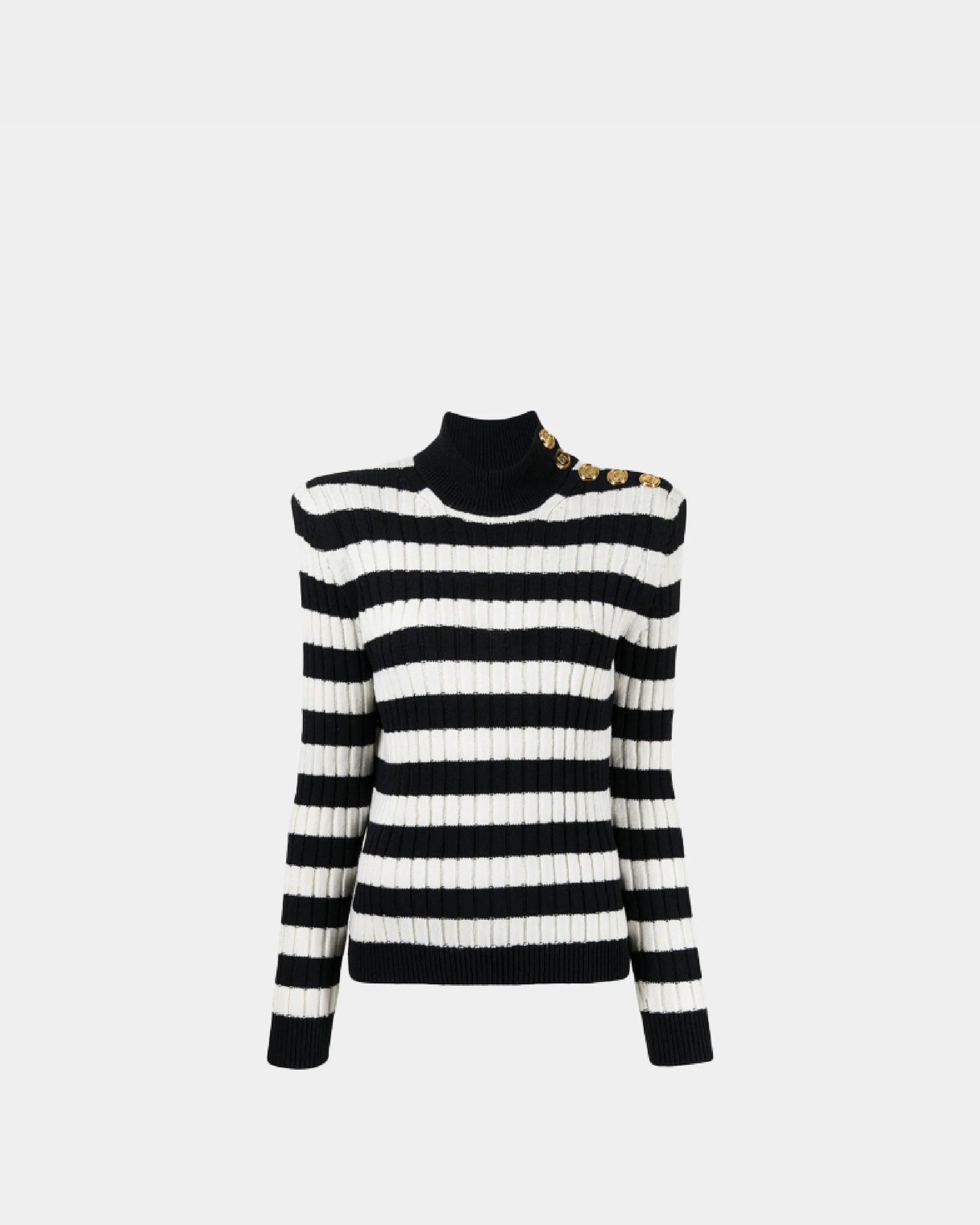 Balmain 高領黑白條紋毛衣 / 女