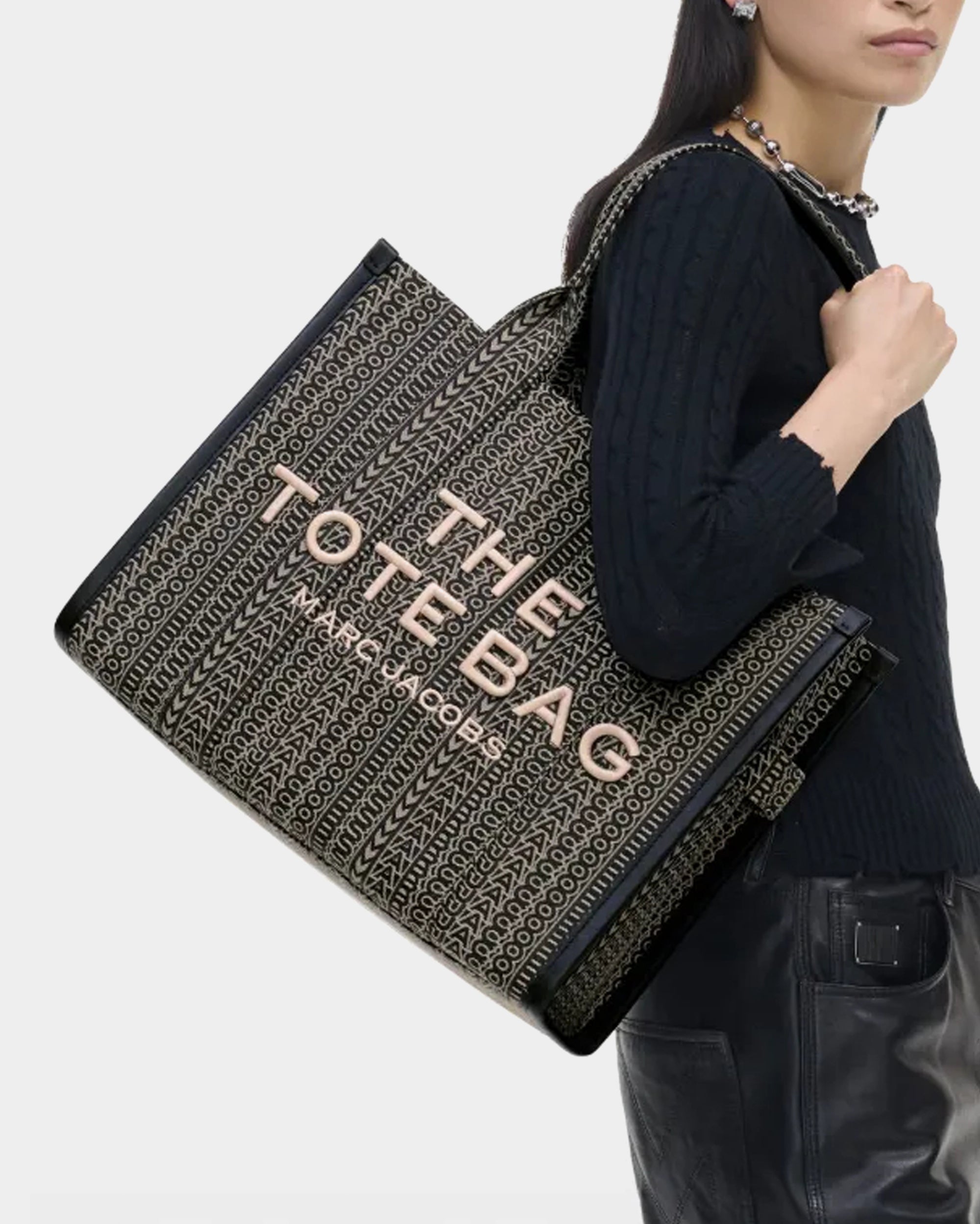 MARC JACOBS Large Tote Bag with Jacquard Lettering 