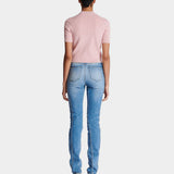 BALMAIN Gold Coin Button Short Sleeve Knit Jacket - Pink 