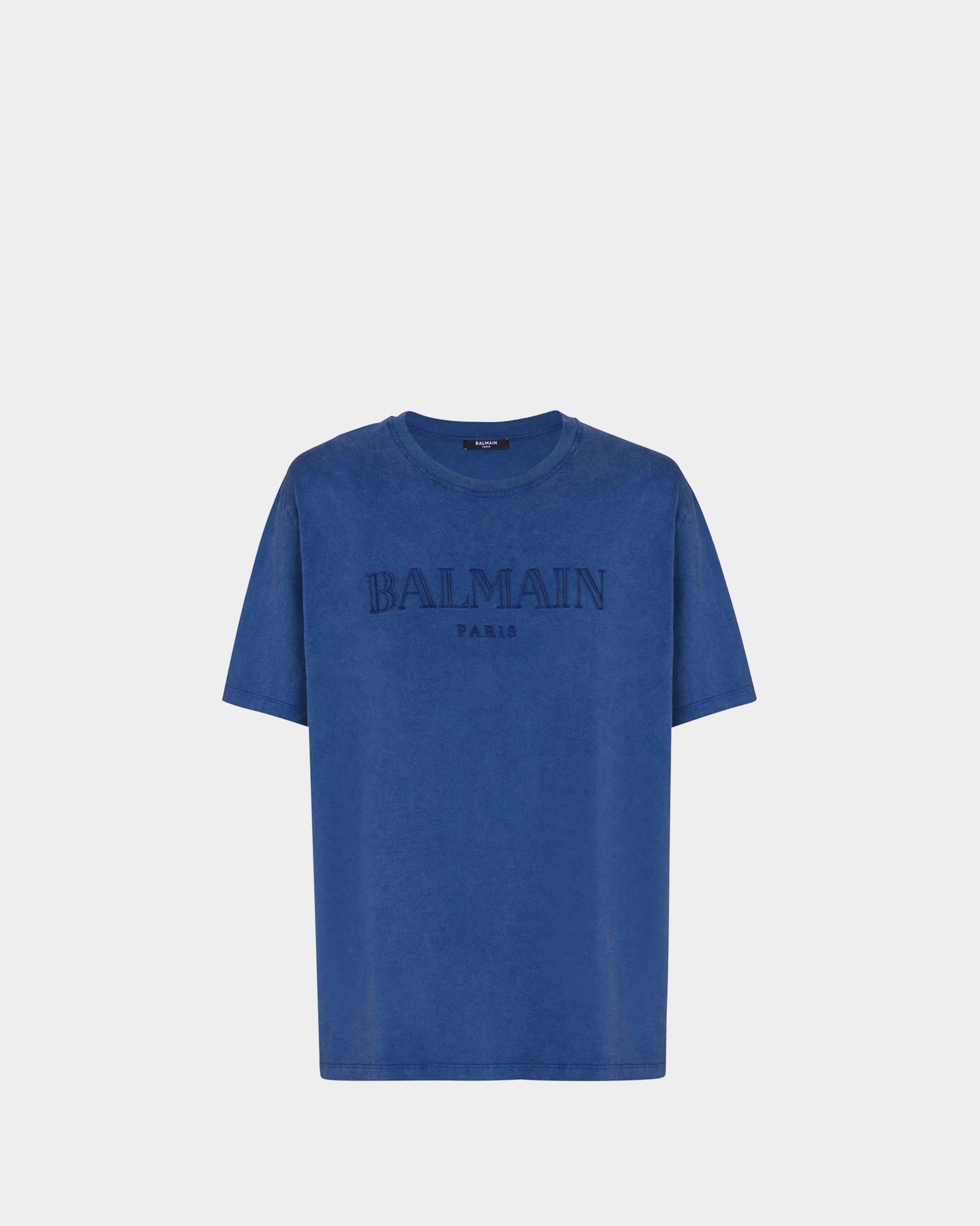 BALMAIN LOGO 刺繡 T-Shirt - 藍