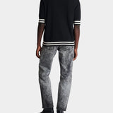 BALMAIN Striped Piping Embroidered Wool Polo Shirt - Black 