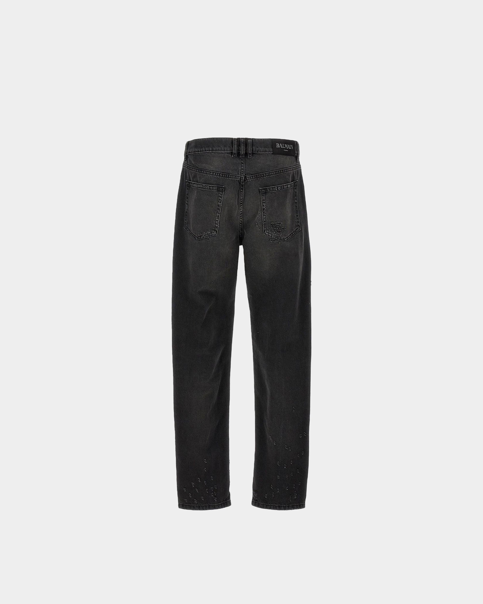 BALMAIN 黑色破壞直筒五袋牛仔褲