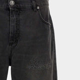 BALMAIN Black destroyed straight five-pocket jeans 
