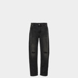 BALMAIN Black destroyed straight five-pocket jeans 