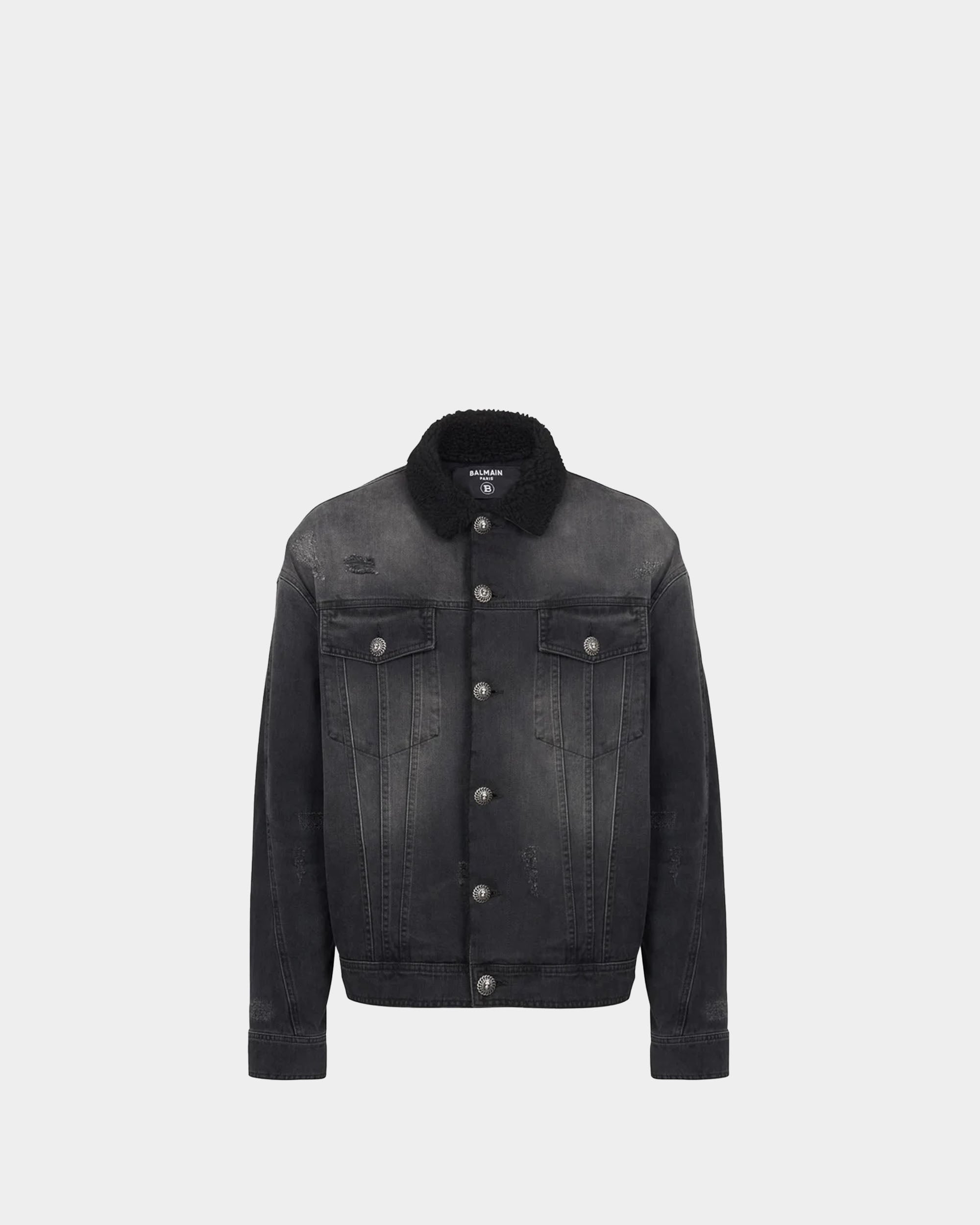 BALMAIN 刷破羊毛內裡牛仔外套