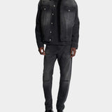 BALMAIN Denim jacket with ripped wool lining 