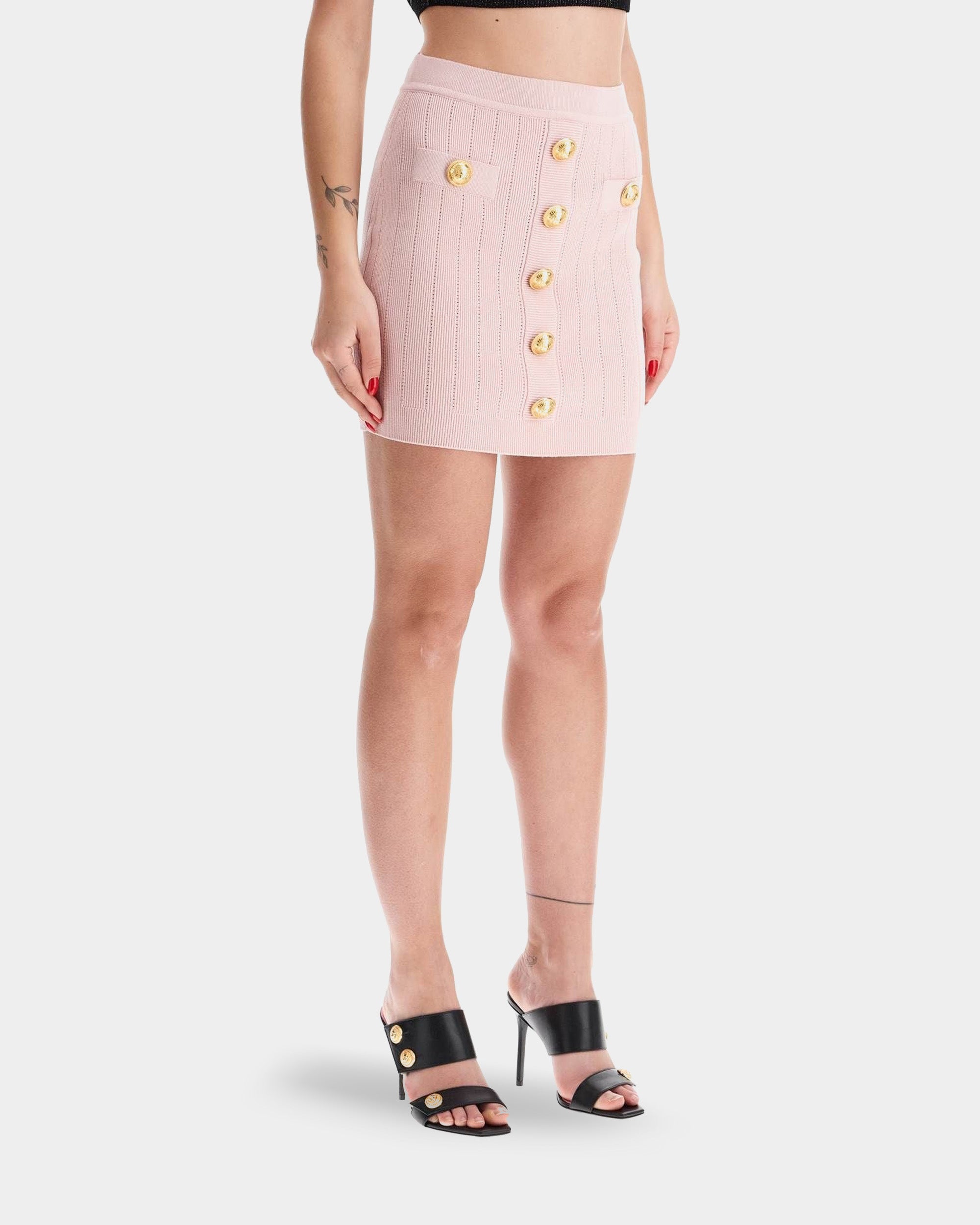 BALMAIN 粉色針織短裙