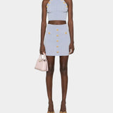 BALMAIN RIBBED MINI SKIRT WITH METAL BUTTONES 