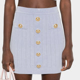 BALMAIN RIBBED MINI SKIRT WITH METAL BUTTONES 