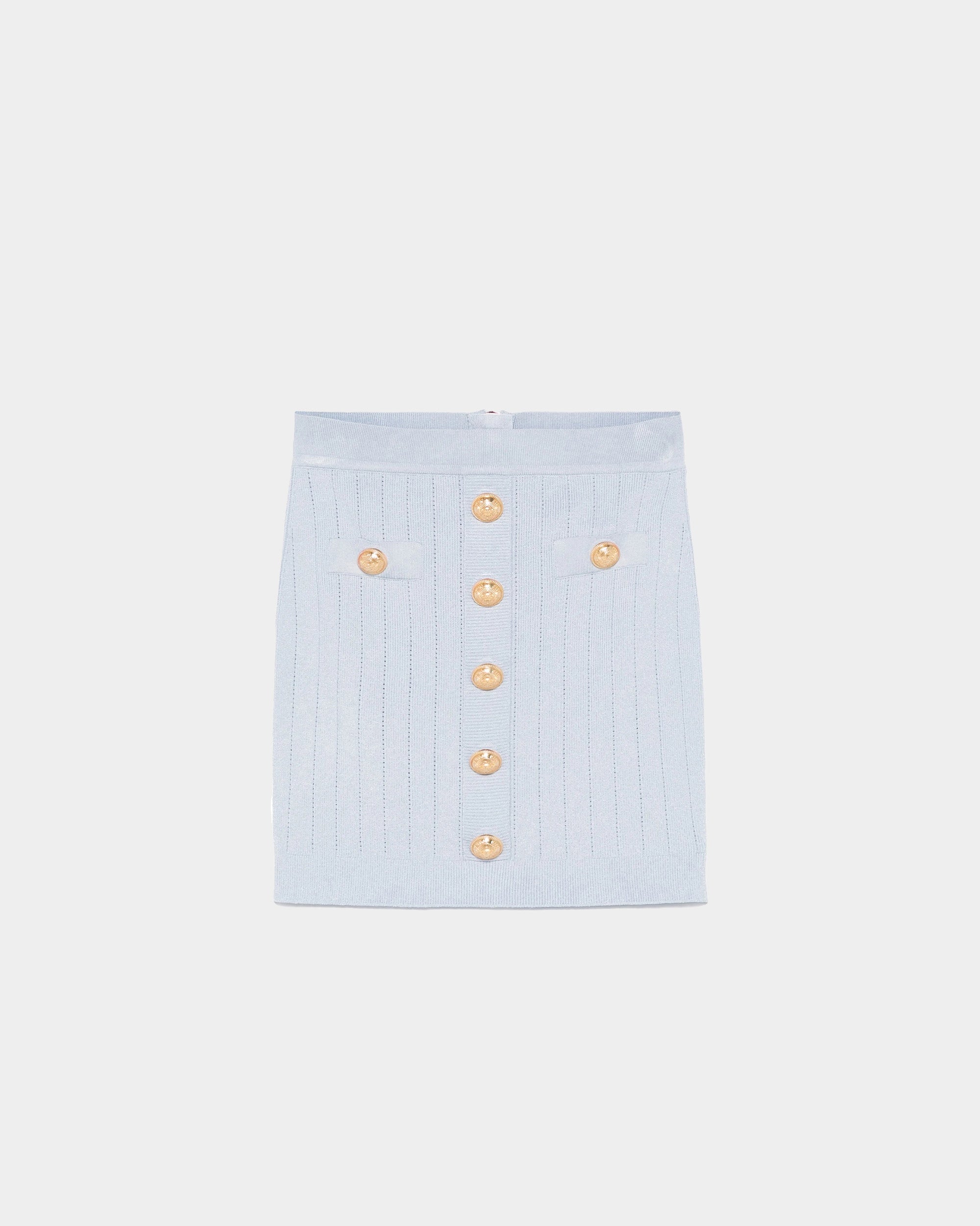 BALMAIN 金屬飾釦羅紋迷你裙