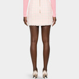 BALMAIN classic gold button pink wool high waist A-line skirt 