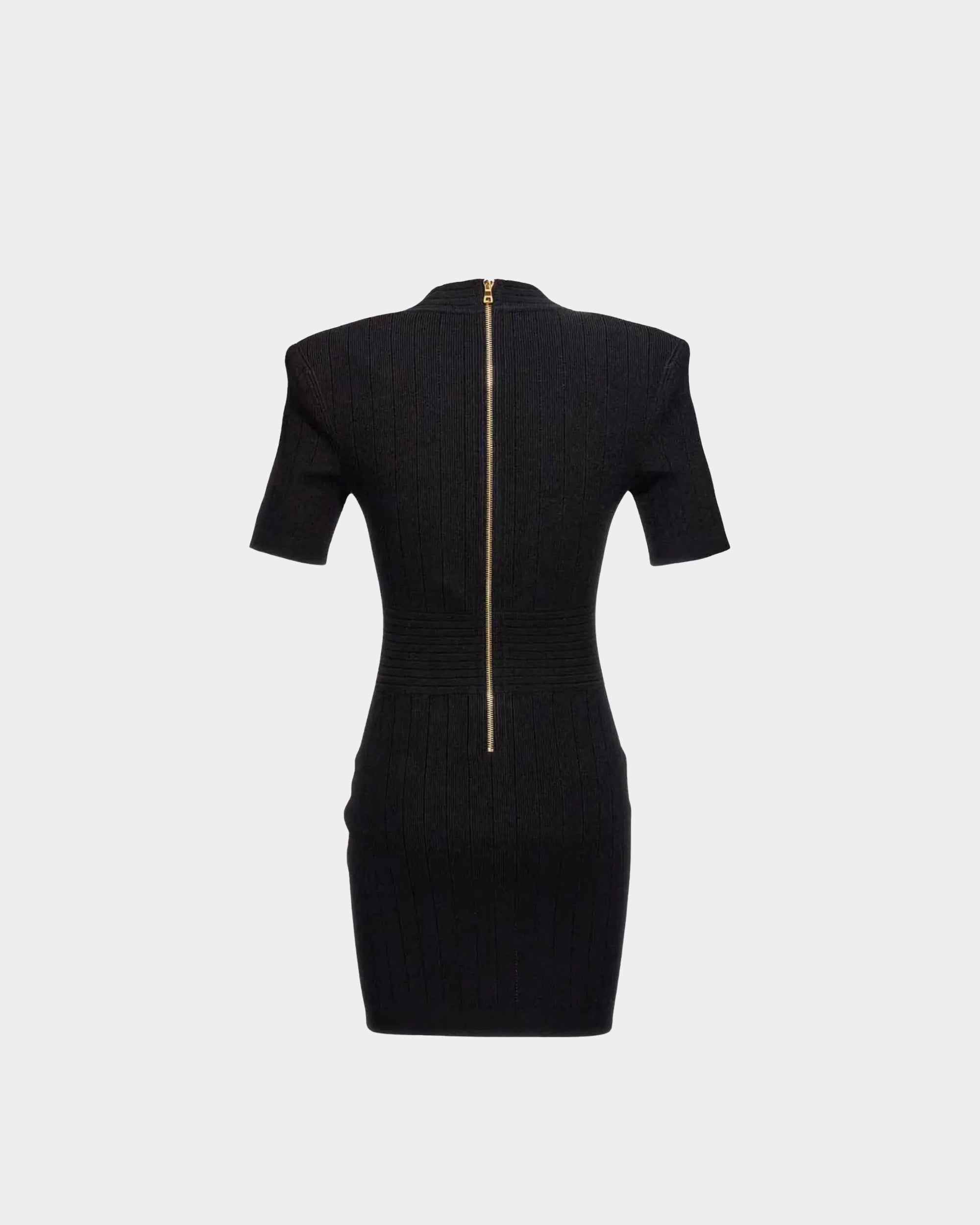 BALMAIN 金鈕釦V領修身短袖針織洋裝