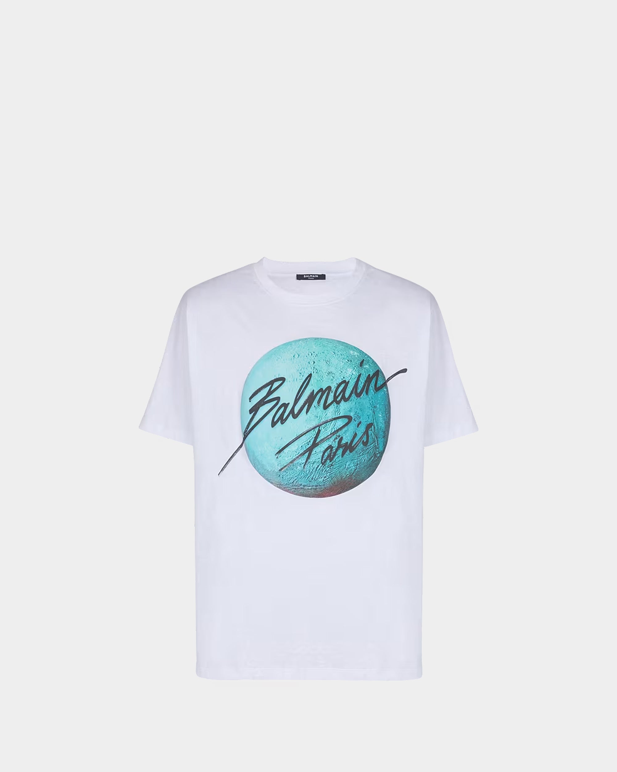 BALMAIN 藍星球印花白色 T-shirt