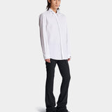 BALMAIN White poplin shirt with embroidered collar 