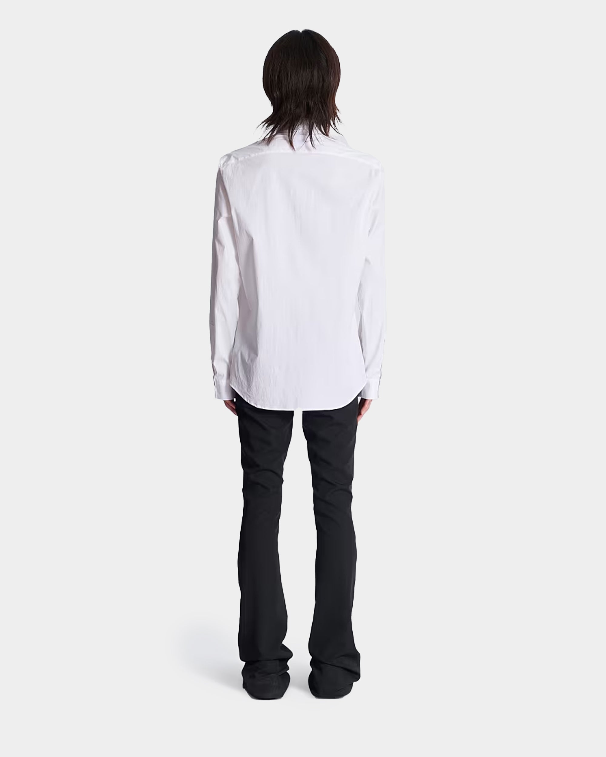 BALMAIN White poplin shirt with embroidered collar 