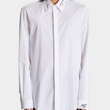 BALMAIN White poplin shirt with embroidered collar 