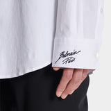 BALMAIN White poplin shirt with embroidered collar 
