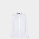 BALMAIN White poplin shirt with embroidered collar 