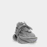 BALMAIN Unicorn Low Grey Fleece Printed Men's Platform Sneakers 