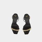 BALMAIN black pearl gold chain high heel sandals 