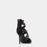 BALMAIN LOGO WEBBING STRAP HIGH HEELED SANDALS 