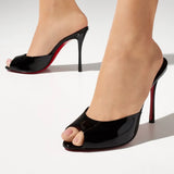 Me Dolly 黑漆皮高跟穆勒鞋