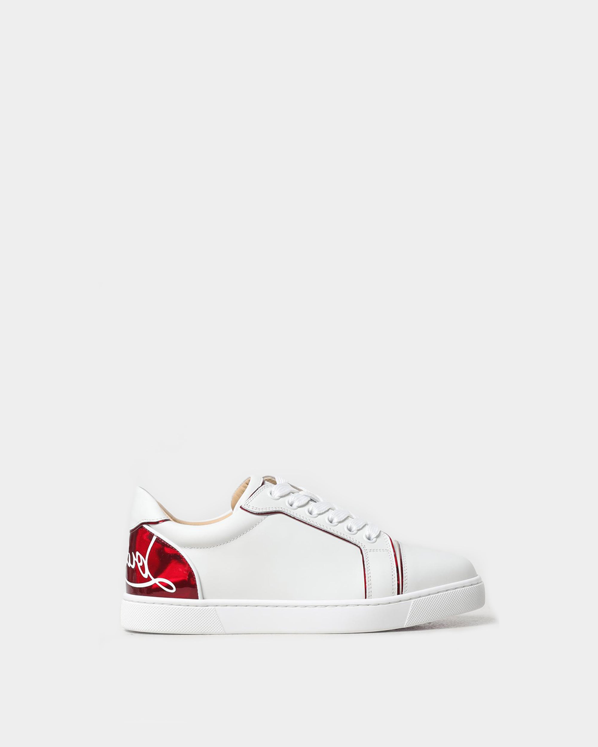 CHRISTIAN LOUBOUTIN Fun Vieira 金屬拼接白色休閒鞋 - 紅/白